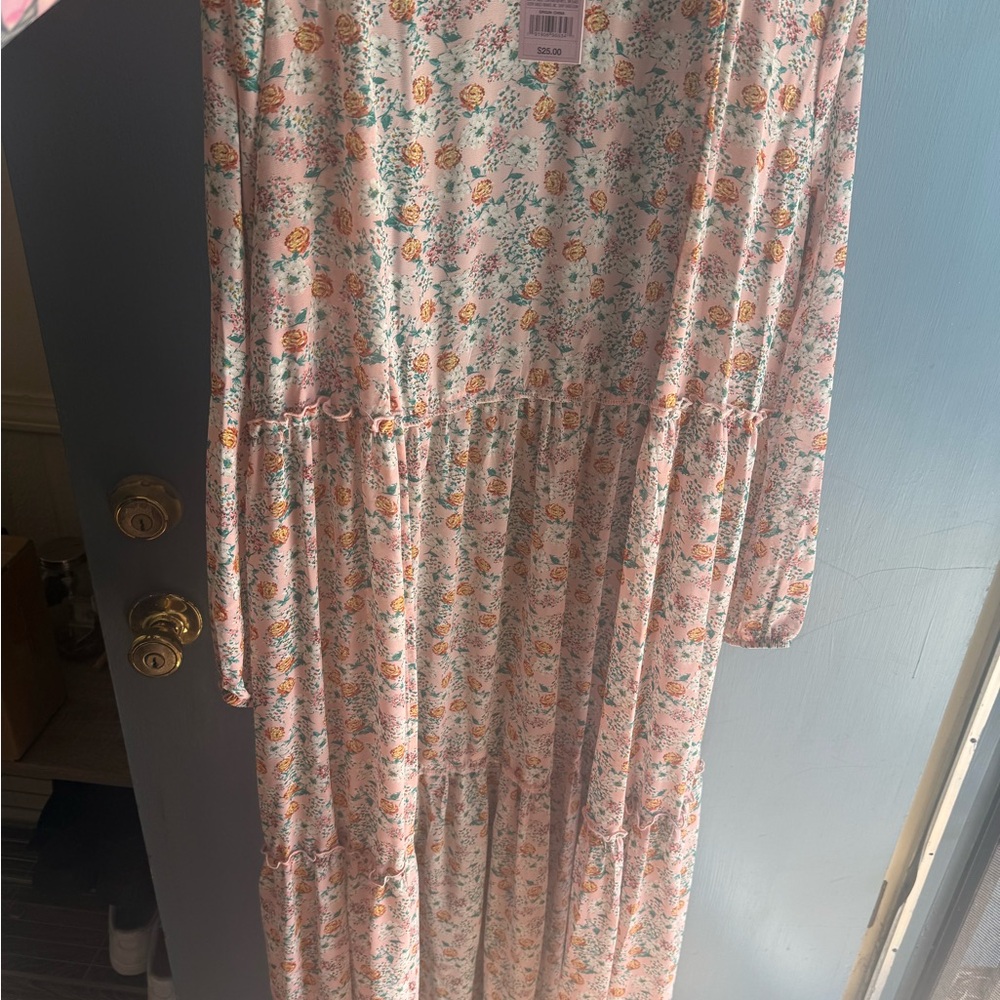 Floral Long Sleeve Coral Duster - M/L - Picture 4 of 4